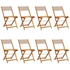 Image de vidaXL Chaises de jardin 8 pcs. Pliable Taupe Tissu et bois massif