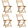 Image de vidaXL Chaises de jardin 4 pcs. Pliable Beige Tissu et bois massif
