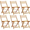 Image de vidaXL Chaises de jardin 6 pcs. Pliable Beige Tissu et bois massif