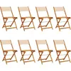Image de vidaXL Chaises de jardin 8 pcs. Pliable Beige Tissu et bois massif