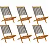 Image de vidaXL Chaises de jardin 6 pcs. Pliable Gris Bois massif Acacia