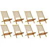 Image de vidaXL Chaises de jardin 8 pcs. Pliable Beige Bois massif Acacia