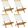 Image de vidaXL Chaises de jardin 4 pcs. Pliable Blanc Crème Tissu et bois massif