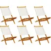 Image de vidaXL Chaises de jardin 6 pcs. Pliable Blanc Crème Tissu et bois massif