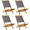Image de vidaXL Chaises de jardin 4 pcs. Pliable Anthracite Tissu et bois massif