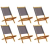 Image de vidaXL Chaises de jardin 6 pcs. Pliable Anthracite Tissu et bois massif