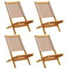 Image de vidaXL Chaises de jardin 4 pcs. Pliable Taupe Tissu et bois massif