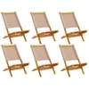 Image de vidaXL Chaises de jardin 6 pcs. Pliable Taupe Tissu et bois massif