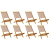 Image de vidaXL Chaises de jardin 8 pcs. Pliable Taupe Tissu et bois massif