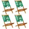 Image de vidaXL Chaises de jardin 4 pcs. Pliable Vert Tissu et bois massif