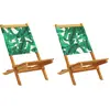 Image de vidaXL Chaises de jardin 8 pcs. Pliable Vert Tissu et bois massif