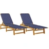 Image de vidaXL Bains de soleil 2 pcs. Bleu foncé Acacia massif et tissu