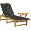 Image de vidaXL Bain de soleil avec table noir bois massif acacia et tissu