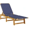Image de vidaXL Bain de soleil avec table bleu foncé bois massif acacia et tissu