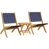 Image de Chaises de jardin 2 pcs. Pliable avec table Bleu foncé Bois massif