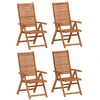 Image de vidaXL Chaises de jardin, lot de 4, réglables, 56 x 72 x 107 cm, bois massif d'acacia