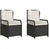 Image de vidaXL Fauteuil de jardin 2 pcs. Réglable Noir Poly Rattan