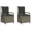 Image de vidaXL Fauteuil de jardin 2 pcs. Réglable Gris Poly Rattan