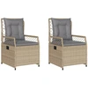 Image de vidaXL Fauteuil de jardin 2 pcs. Réglable Beige Poly Rattan