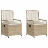 Image de vidaXL Fauteuil de jardin 2 pcs. Réglable Beige Poly Rattan
