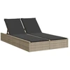Image de vidaXL Bain de soleil double avec coussins gris clair Poly rotin