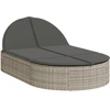 Image de vidaXL Bain de soleil double avec coussins gris clair Poly rotin