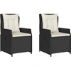 Image de vidaXL Fauteuil de jardin 2 pcs. Réglable Noir Poly Rattan