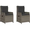 Image de vidaXL Fauteuil de jardin 2 pcs. Réglable Gris Poly Rattan