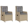 Image de vidaXL Fauteuil de jardin 2 pcs. Réglable Beige Poly Rattan