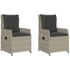 Image de vidaXL Fauteuil de jardin 2 pcs. Réglable Gris clair Poly Rattan