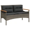 Image de vidaXL Banc de jardin avec coussins 116x62,5x74 cm Gris Poly rotin