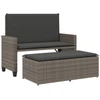 Image de vidaXL Banc de jardin avec coussin et tabouret Gris Poly rotin