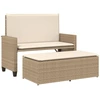 Image de vidaXL Banc de jardin avec coussin et tabouret Beige Poly Rattan