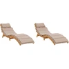 Image de vidaXL Bains de soleil avec coussins 2 pcs. Taupe Bois massif Acacia