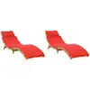 Image de vidaXL Bains de soleil avec coussins 2 pcs. Rouge Bois massif Acacia