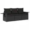 Image de vidaXL Ensemble de salon de jardin 3 pièces avec coussins noir poly rotin