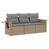 Image de vidaXL Ensemble de salon de jardin 3 pièces avec coussins Beige Poly Rattan