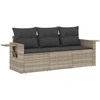 Image de vidaXL Ensemble de salon de jardin 3 pièces avec coussins gris clair Poly rotin