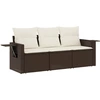 Image de vidaXL Ensemble de salon de jardin 3 pièces avec coussins Marron Poly rotin