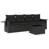 Image de vidaXL Ensemble de salon de jardin 5 pièces avec coussins noir poly rotin