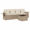 Image de vidaXL Ensemble de salon de jardin 5 pièces avec coussins Beige Poly Rattan