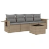 Image de vidaXL Ensemble de salon de jardin 5 pièces avec coussins Beige Poly Rattan
