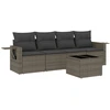 Image de vidaXL Ensemble de salon de jardin 5 pièces avec coussins Gris Poly rotin