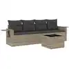 Image de vidaXL Ensemble de salon de jardin 5 pièces avec coussins gris clair Poly rotin
