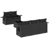 Image de vidaXL Ensemble de salon de jardin 6 pièces avec coussins noir poly rotin