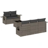 Image de vidaXL Ensemble de salon de jardin 6 pièces avec coussins Gris Poly rotin