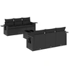 Image de vidaXL Ensemble de salon de jardin 7 pièces avec coussins noir poly rotin
