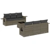Image de vidaXL Ensemble de salon de jardin 7 pièces avec coussins Gris Poly rotin