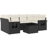 Image de vidaXL Ensemble de salon de jardin 7 pièces avec coussins noir poly rotin