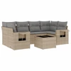 Image de vidaXL Ensemble de salon de jardin 7 pièces avec coussins Beige Poly Rattan